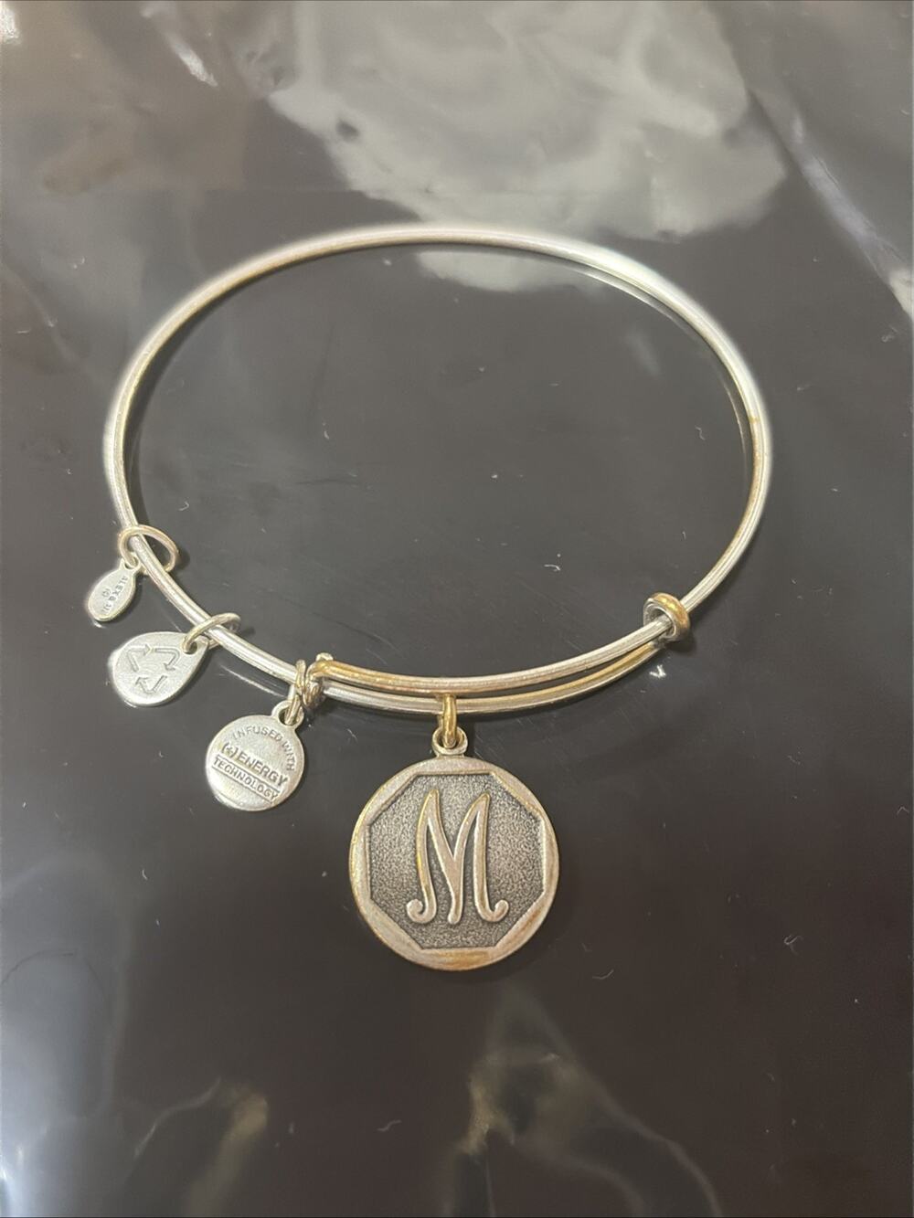 Alex & Ani 2013 Initial Letter M -Gold/Silver Tone Energy Infused Charm Bracelet